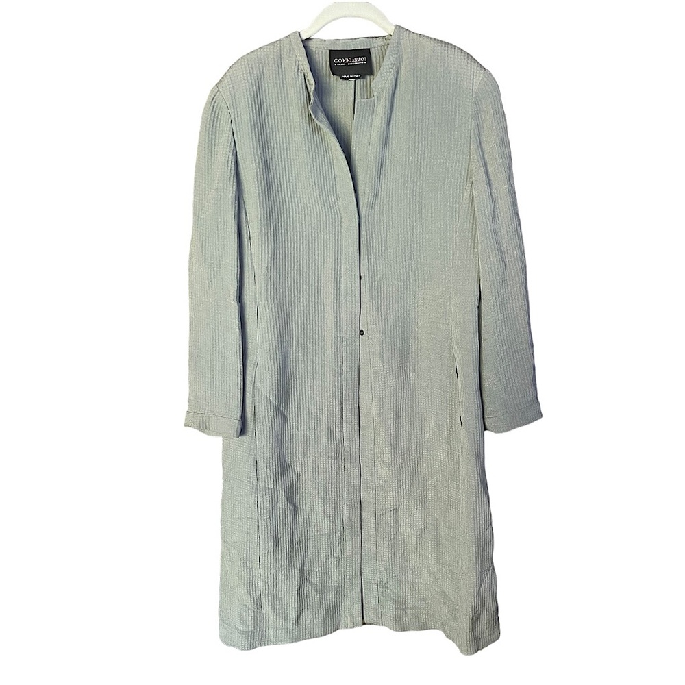 Giorgio Armani Vestimenta Spa Silk Linen‎ Green Lightweight Coat 44/US 8/m